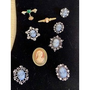 ❌sold❌VTG/New Women’s Costume Jewelry Cameo Brooches Pine & Hair Pins Lot